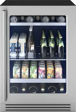 Zephyr - Presrv Pro 24 in. 7-Bottle and 88-Can Single Zone Beverage Cooler - Stainless Steel/Glass