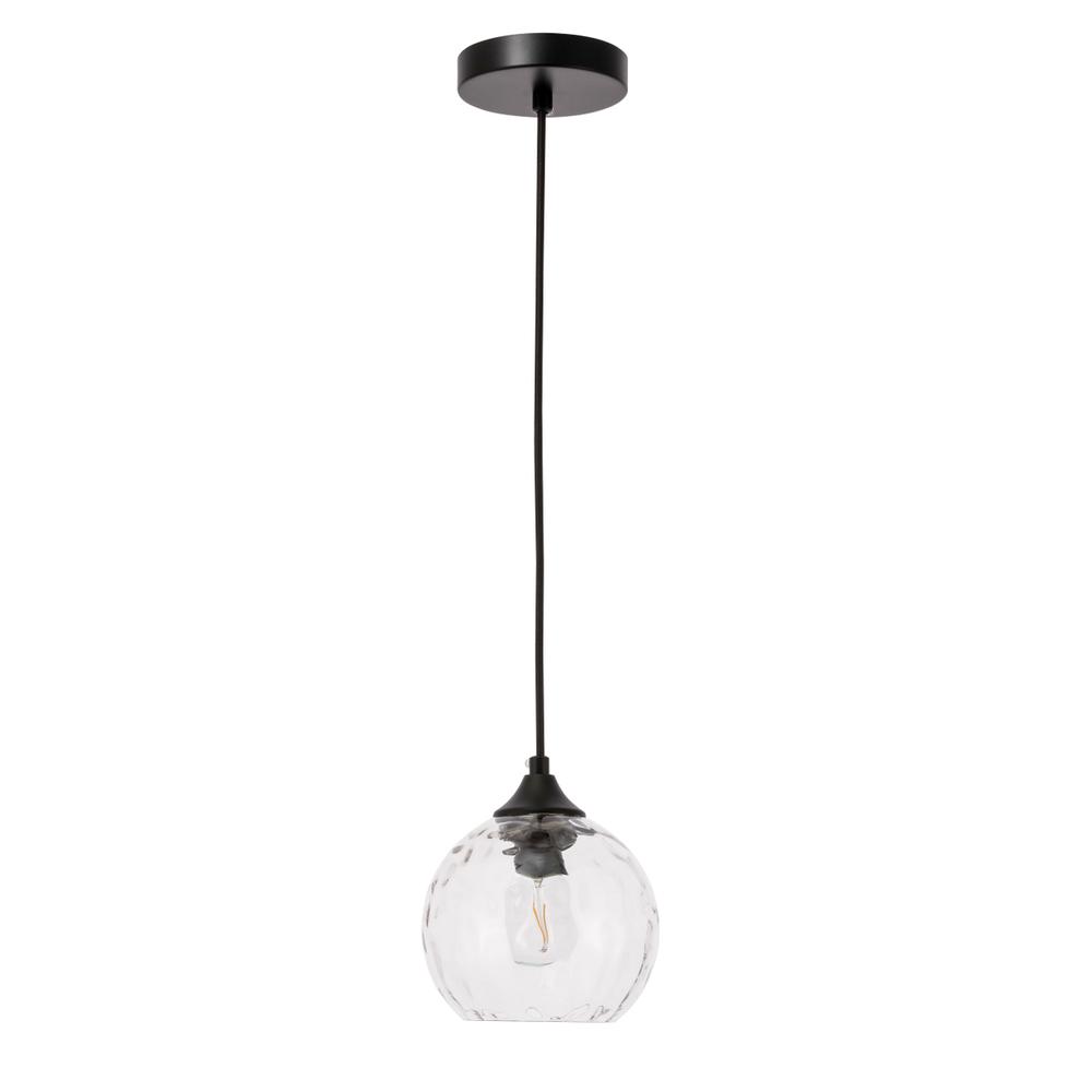 Alt View 10. Living District - Cashel 1 light Black and Clear glass pendant - Black And Clear Glass.