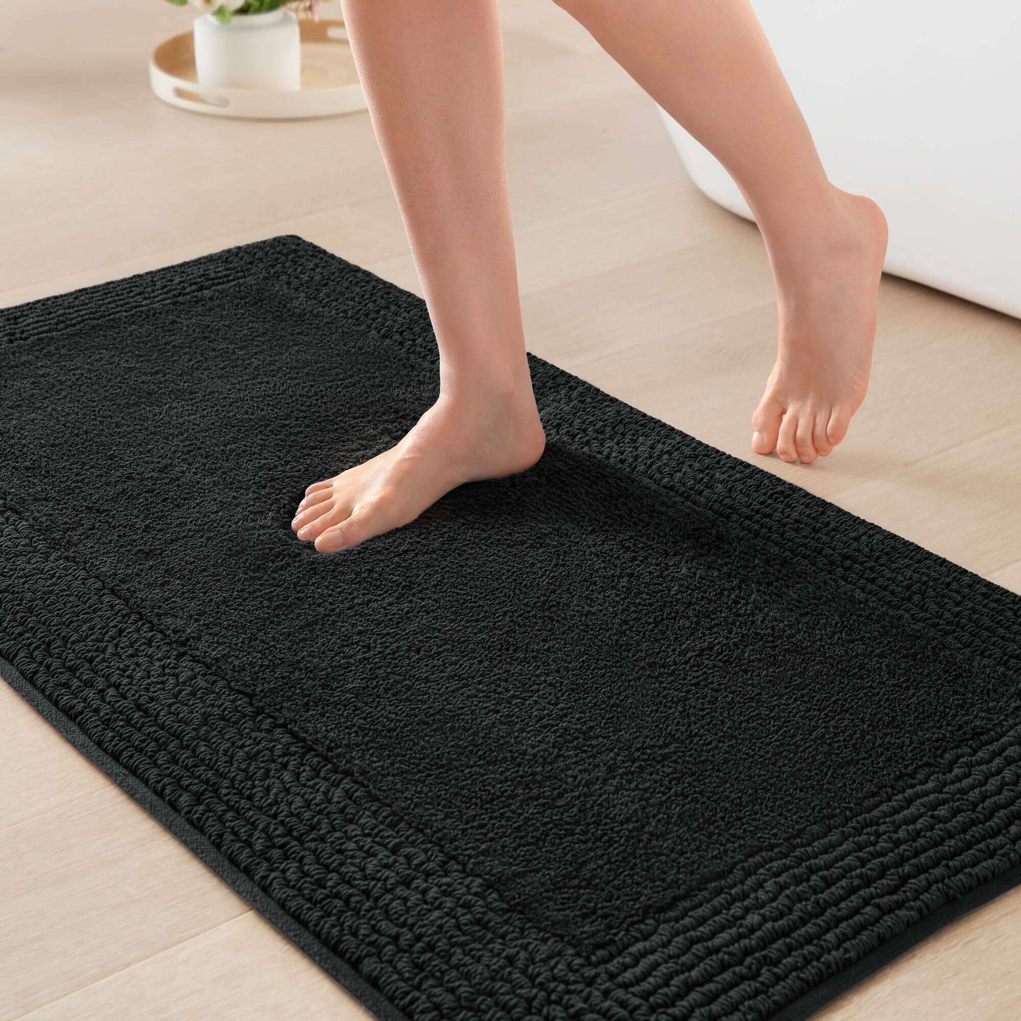 Alt View 4. APRILSOUL - 1 PCS 17x24 100 Cotton Tufted 3000 GSM Reversible Bath Rug Black - Black.