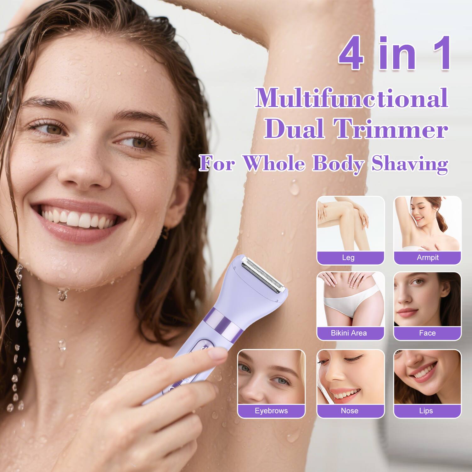 4 in 1 Multifunctional Dual Trimmer For Whole Body Shaving

- Leg
- Armpit
- Bikini Area
- Face
- Eyebrows
- Nose
- Lips