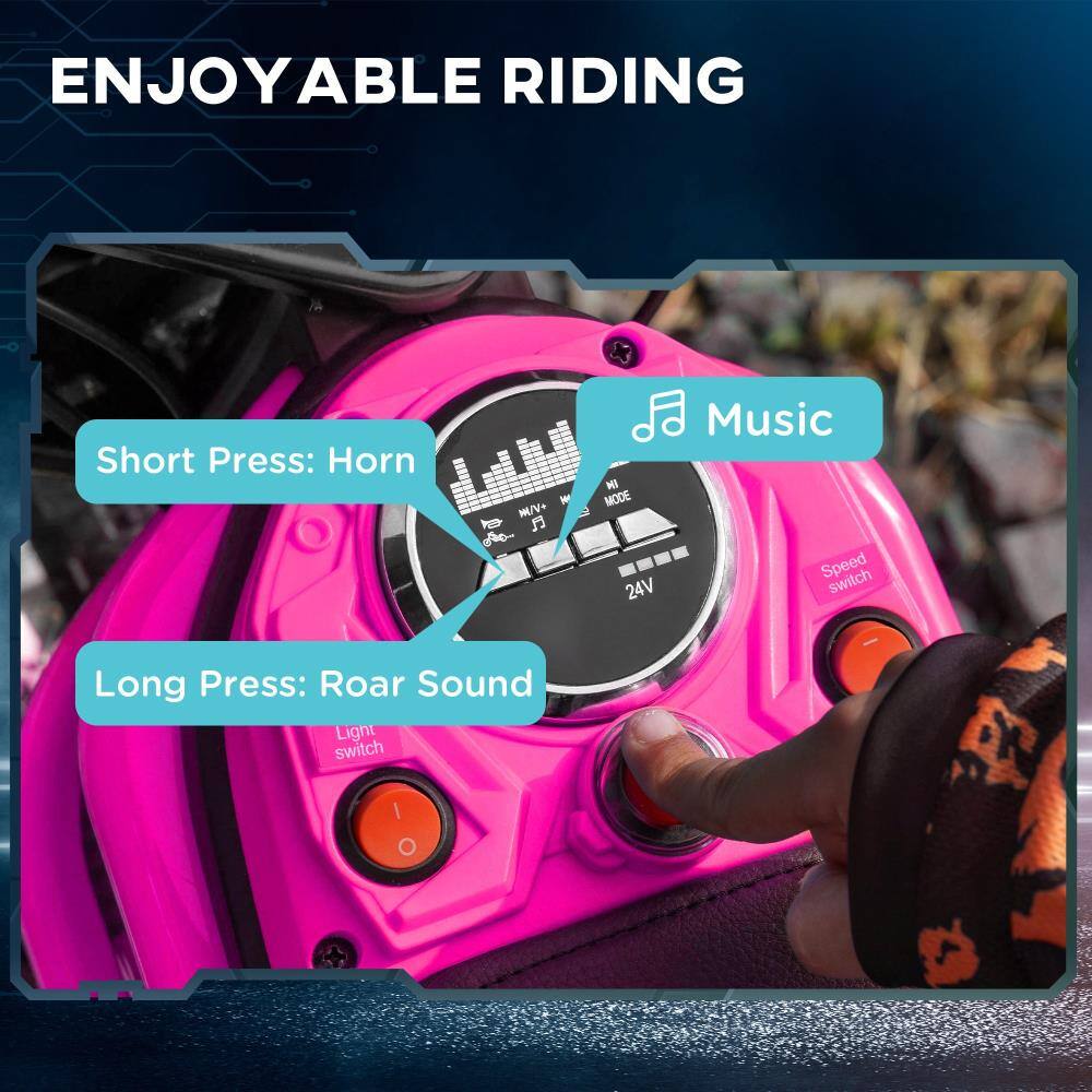 ENJOYABLE RIDING

Short Press: Horn

Long Press: Roar Sound

Music

24V

Speed switch

Light switch