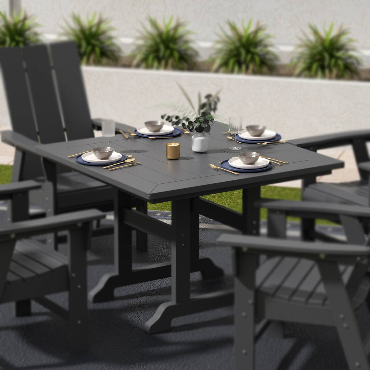 Angle. WestinTrends - WestinTrends Malibu 43" Outdoor Patio Square Dining Table - Gray.