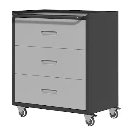 Front. Mirfee - Heavy-Duty 3-Drawer Tool Cabinet on Wheels, Metal Storage for Garage - Black+ Gray.
