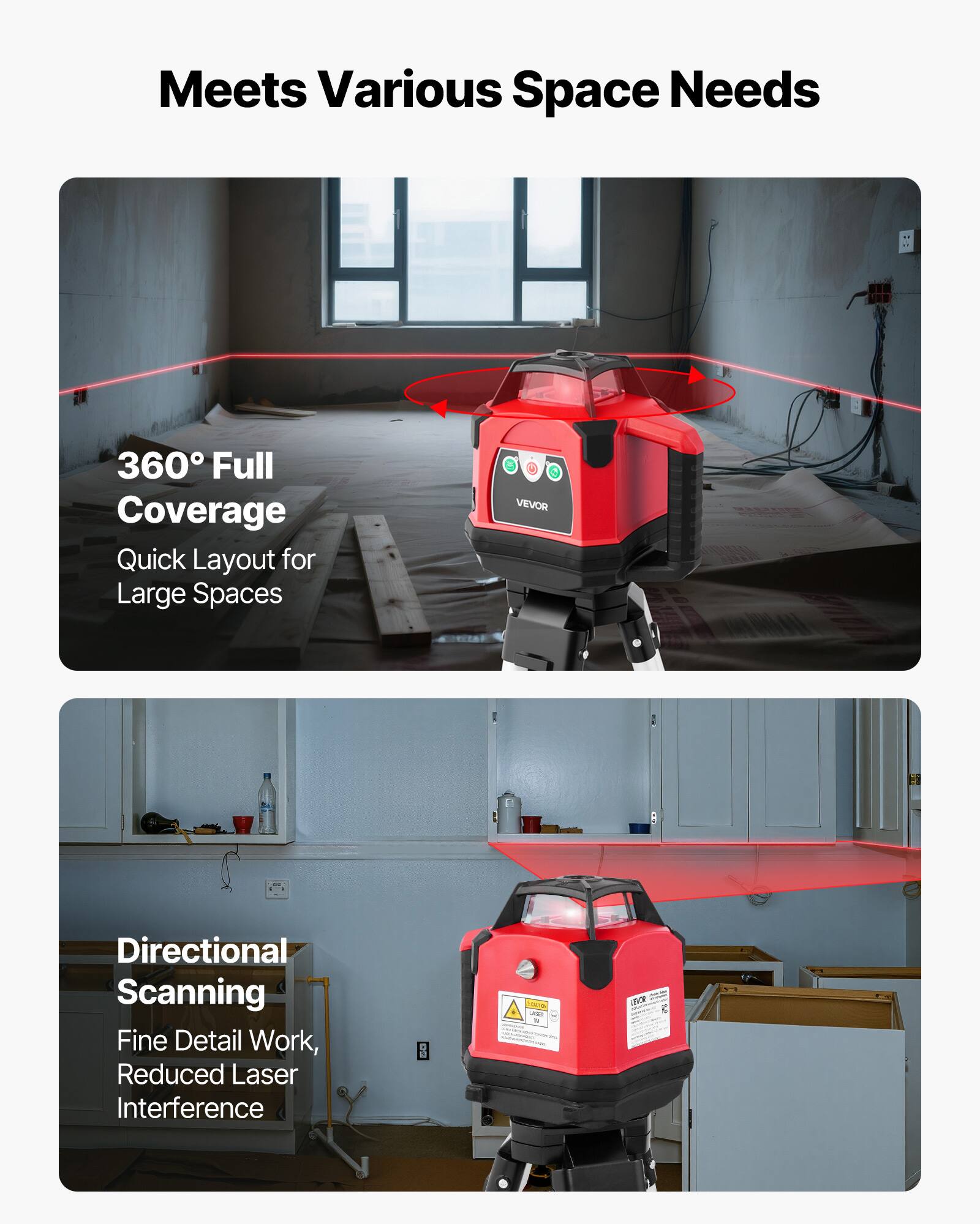 Meets Various Space Needs

360° Full Coverage
Quick Layout for Large Spaces

Directional Scanning
Fine Detail Work, Reduced Laser Interference