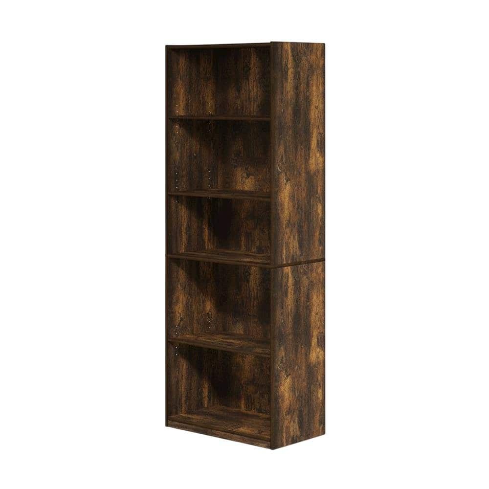 FurniFact - Wood Bookcase with Adjustable Shelves and Modern Design - Amber Pine