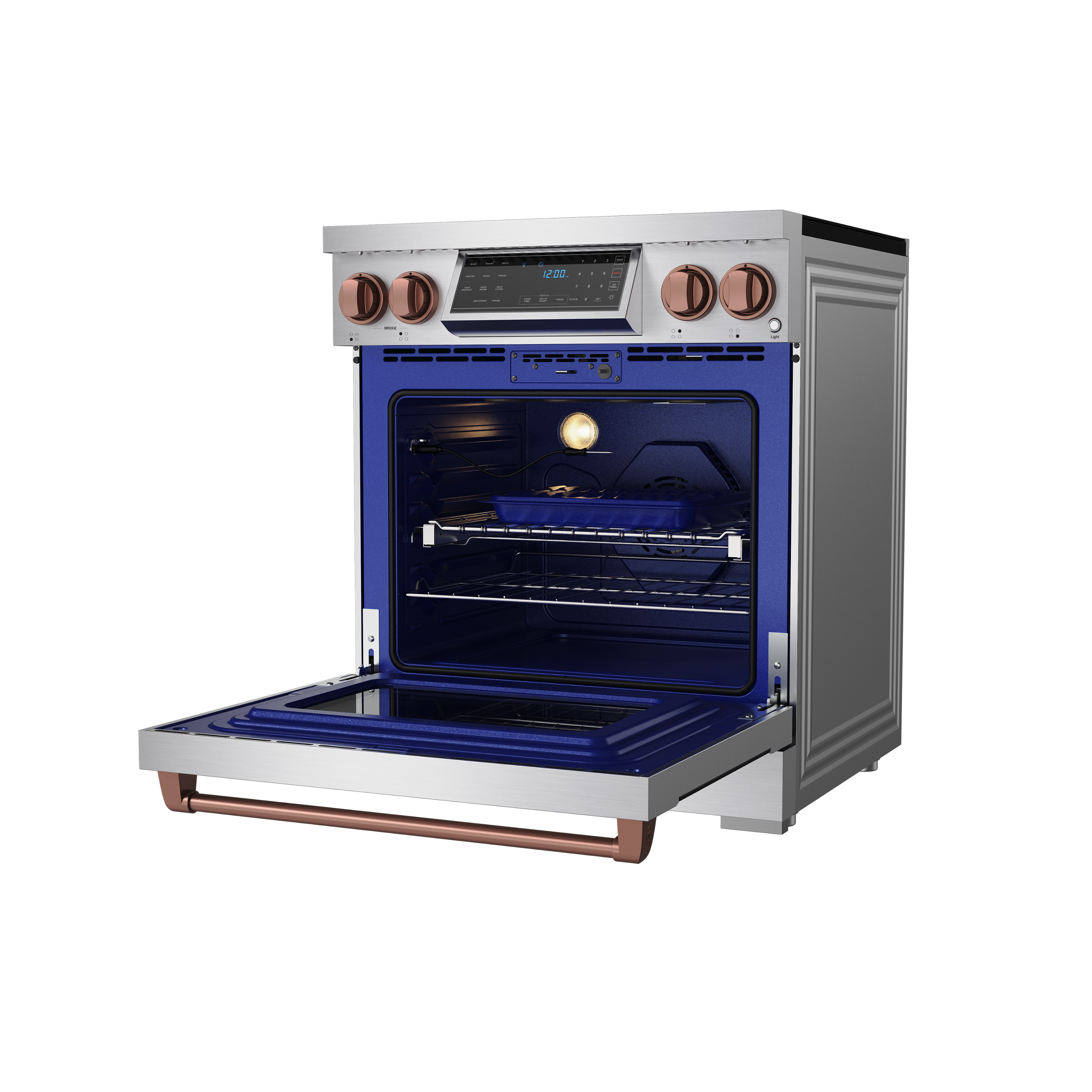 Alt View 2. Thor Kitchen - Gordon Ramsay Series by Thor Kitchen 4.8 Cu. Ft Freestanding Induction Range with Rose Gold Hardware - Stainless steel.