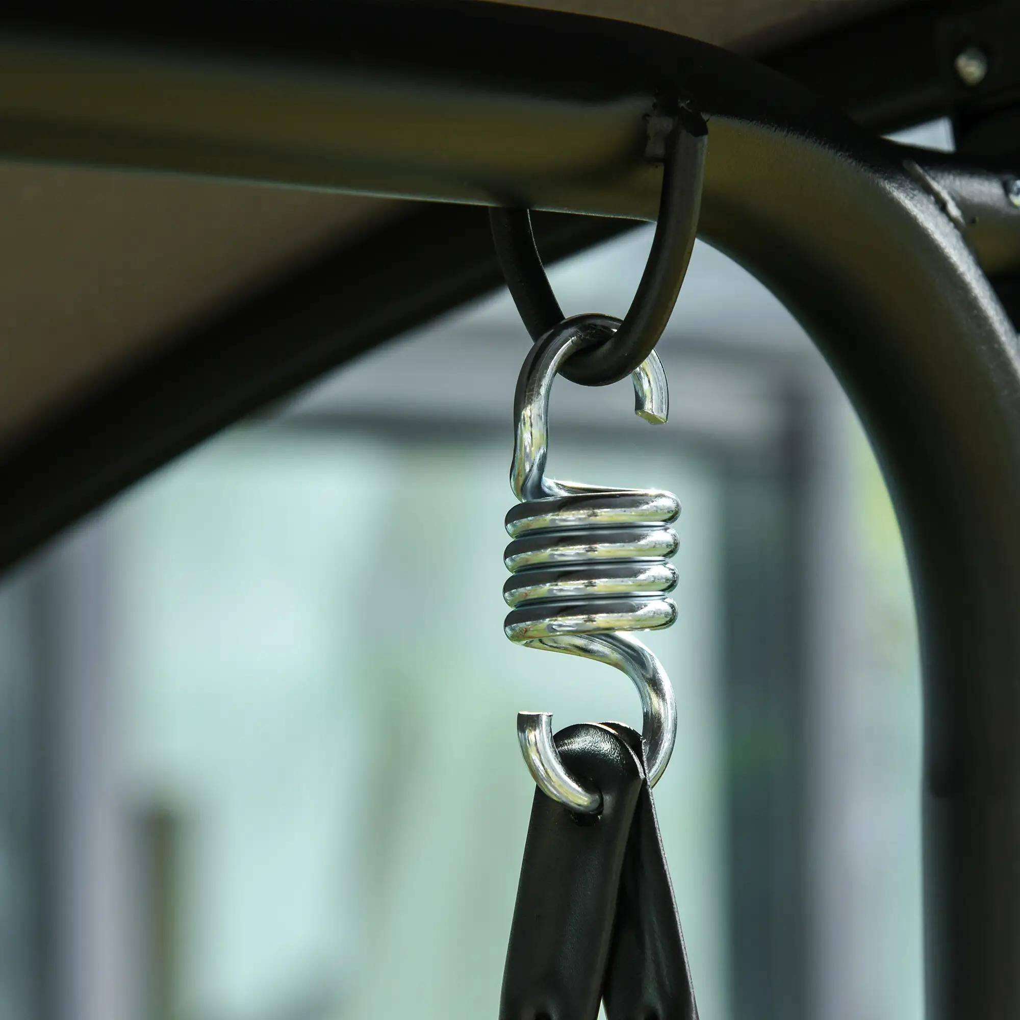 Alt View 2. Resenkos - Resenkos 3-Person Swing Set, Outdoor Patio Swing With Adjustable Canopy, Steel Frame Bench Seat, Gray.