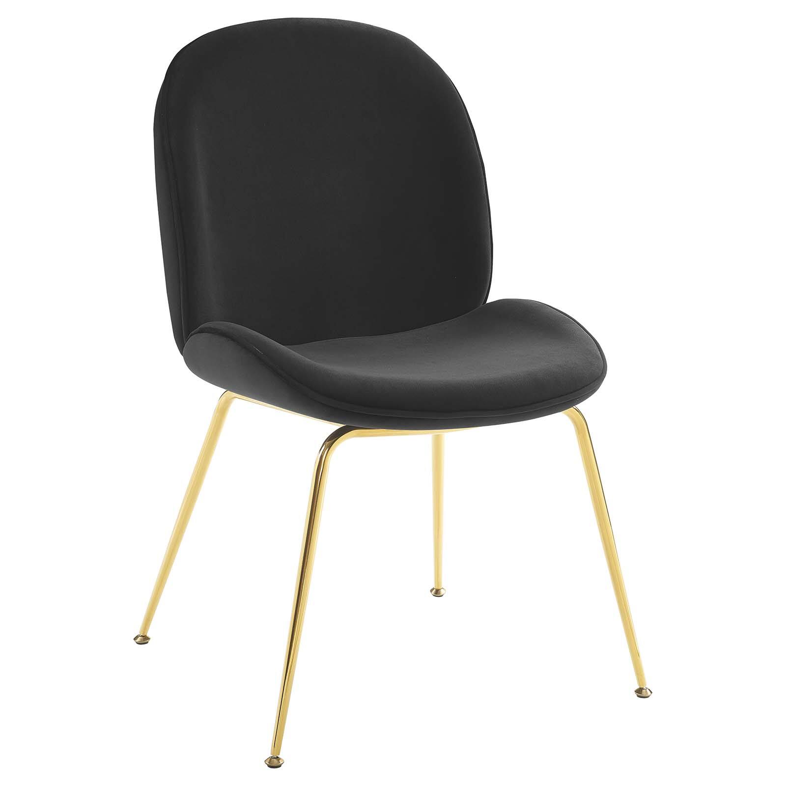 Angle. Modway - Scoop Gold Stainless Steel Leg Performance Velvet Dining Chair by Modway - Black.