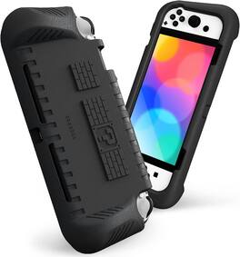 Fintie - Kid-Friendly Ultralight Case for Nintendo Switch OLED Model (2021), Ergonomic Grip, Anti-Scratch Protective Grip Cover - Black
