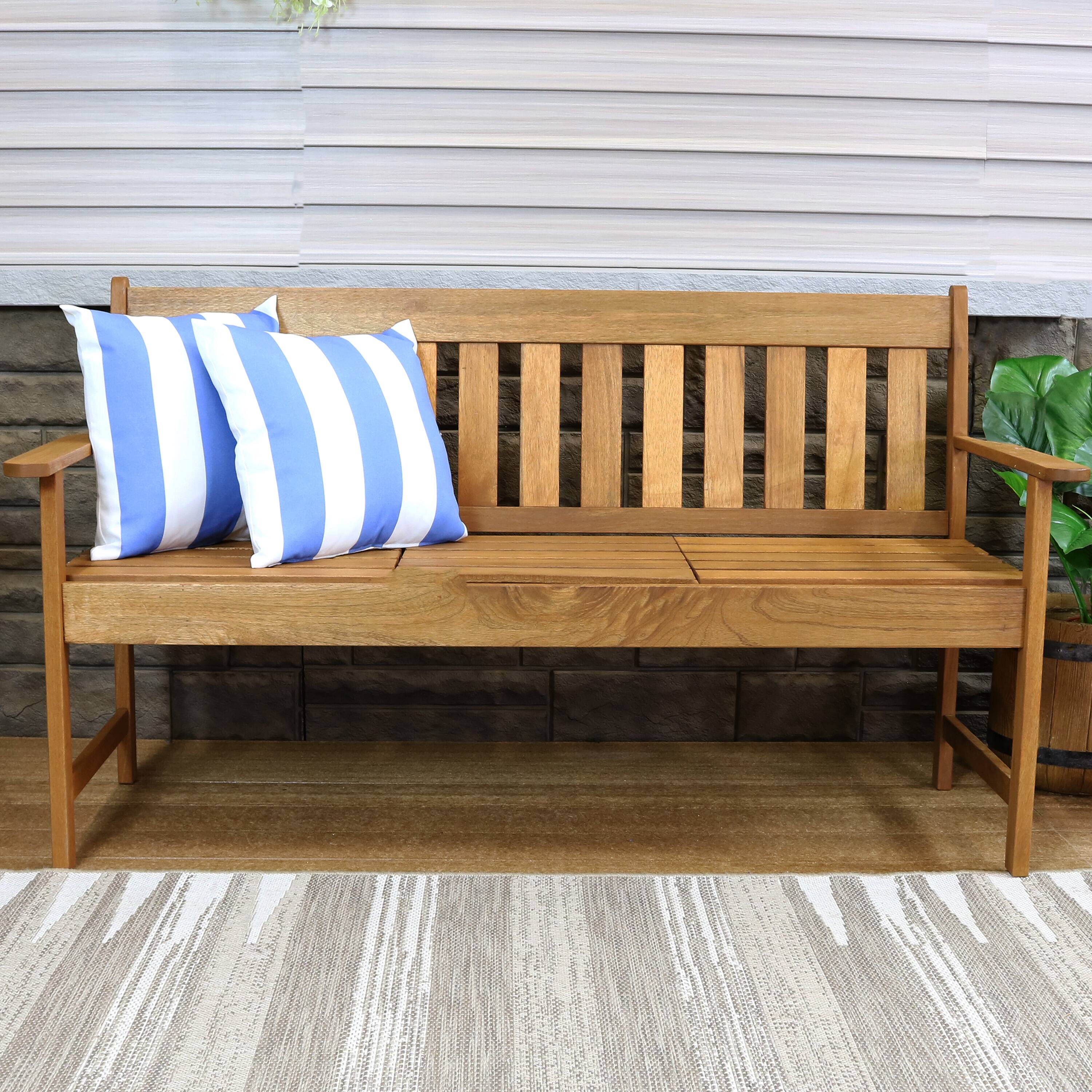 Alt View 4. Sunnydaze - Outdoor Square Decorative Throw Pillow - Set of 2 - Beach-Bound Stripe.