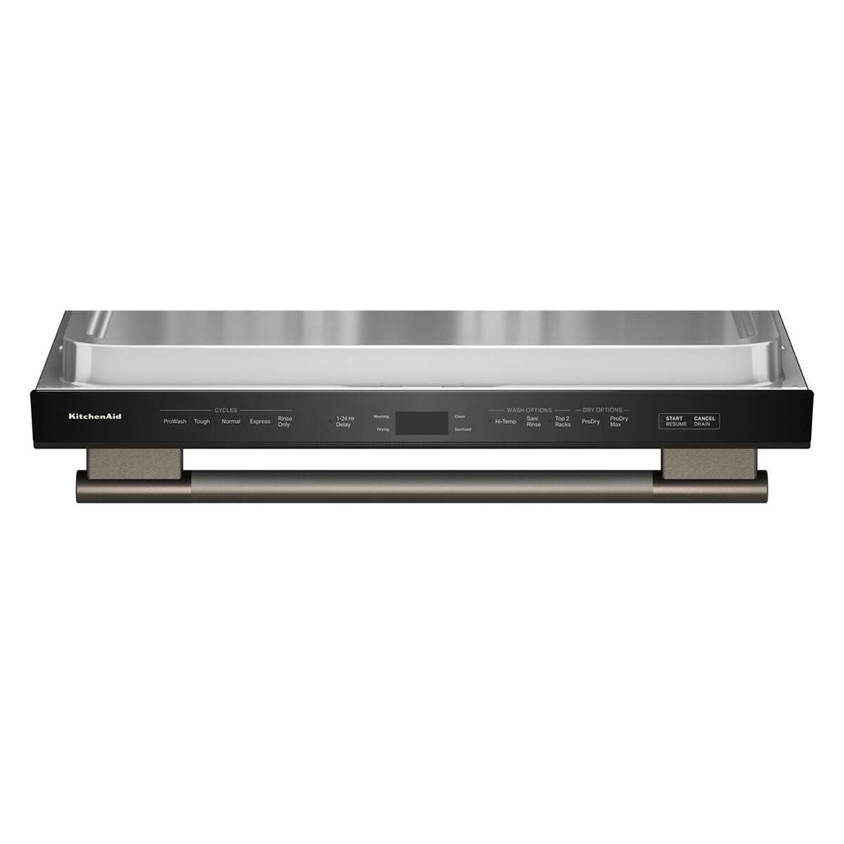 KitchenAid

CYCLES
- Broil
- Toast
- Clean
- Eco
- Rinse
- 1-24h
- Normal

WASH OPTIONS
- High Temp
- Sanitize
- Save Top
- Top 2
- PreSoak
- ProDry

OPTIONS
- Delay
- Extra
- Rinse
- Max

START CANCEL

RESUME DRAIN