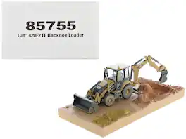 CAT Caterpillar 420F2 IT Backhoe Loader with Operator Yellow "Weathered Series" 1/50 Diecast Model by Diecast Masters - Yellow