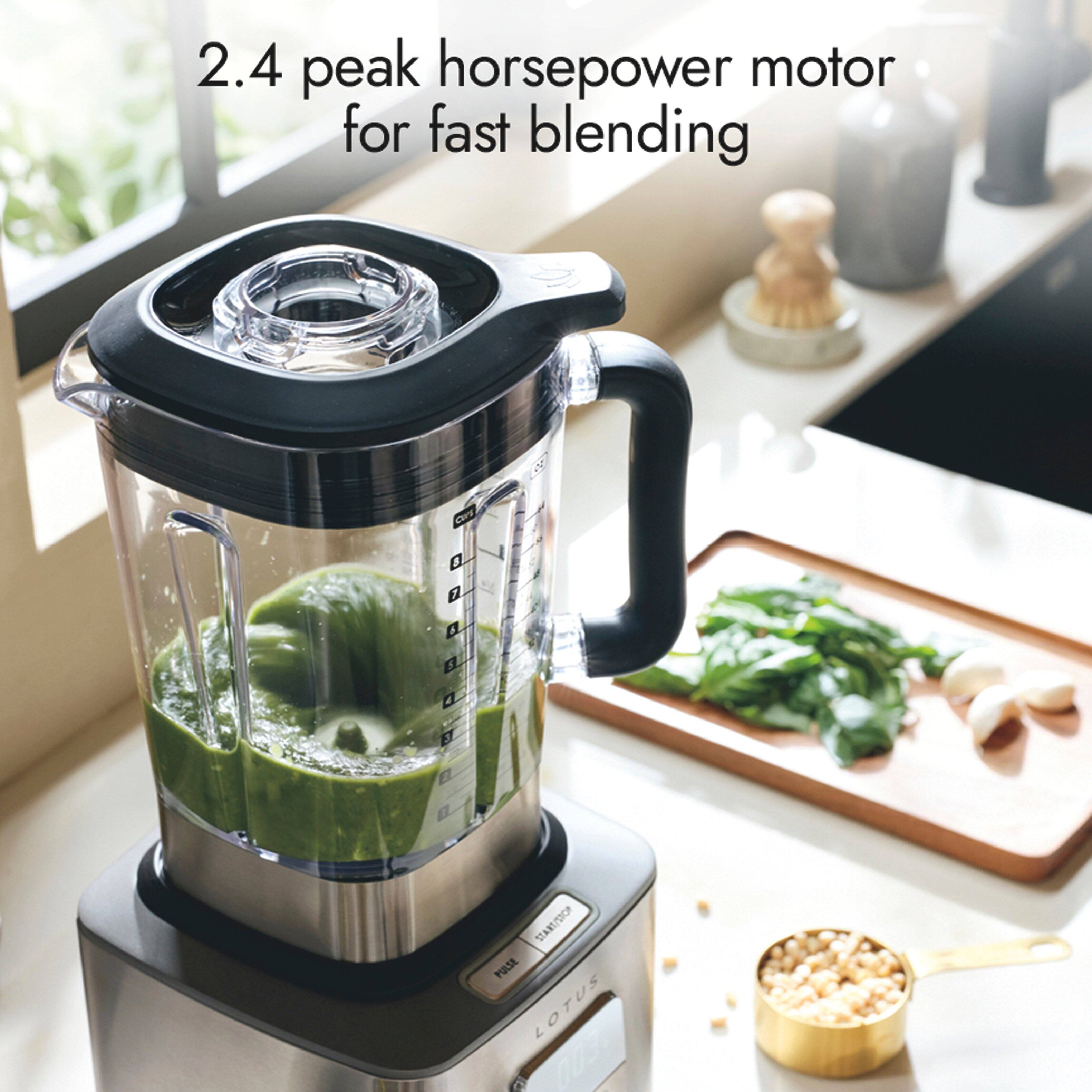 2.4 peak horsepower motor for fast blending

START/STOP PULSE LOTUS