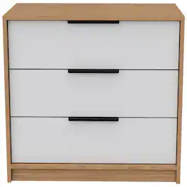 TuHome - Kaia 3 Drawers Dresser, Superior Top - White / Pine