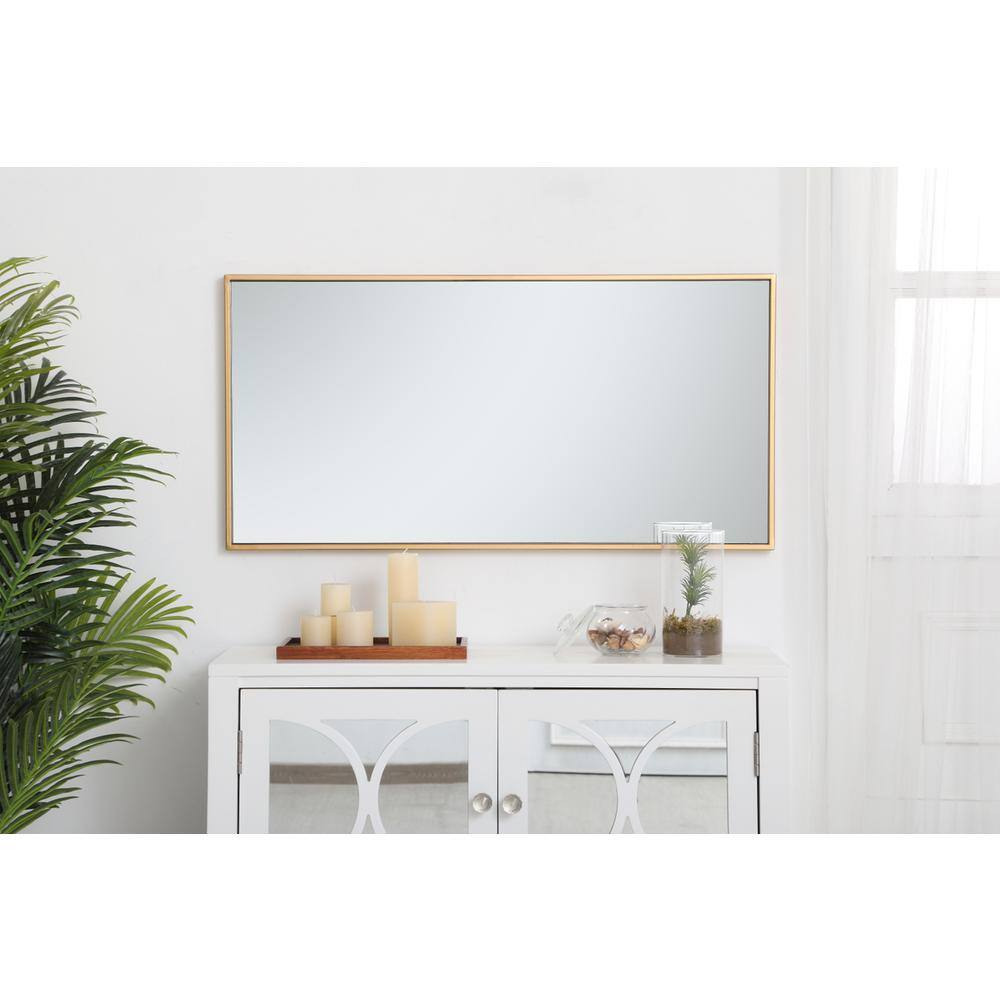 Alt View 1. Elegant Decor - Metal frame rectangle mirror 18 inch in Brass - Brass.