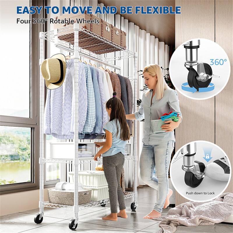 EASY TO MOVE AND BE FLEXIBLE  
Four 360° Rotable Wheels  
360°  
Push down to Lock