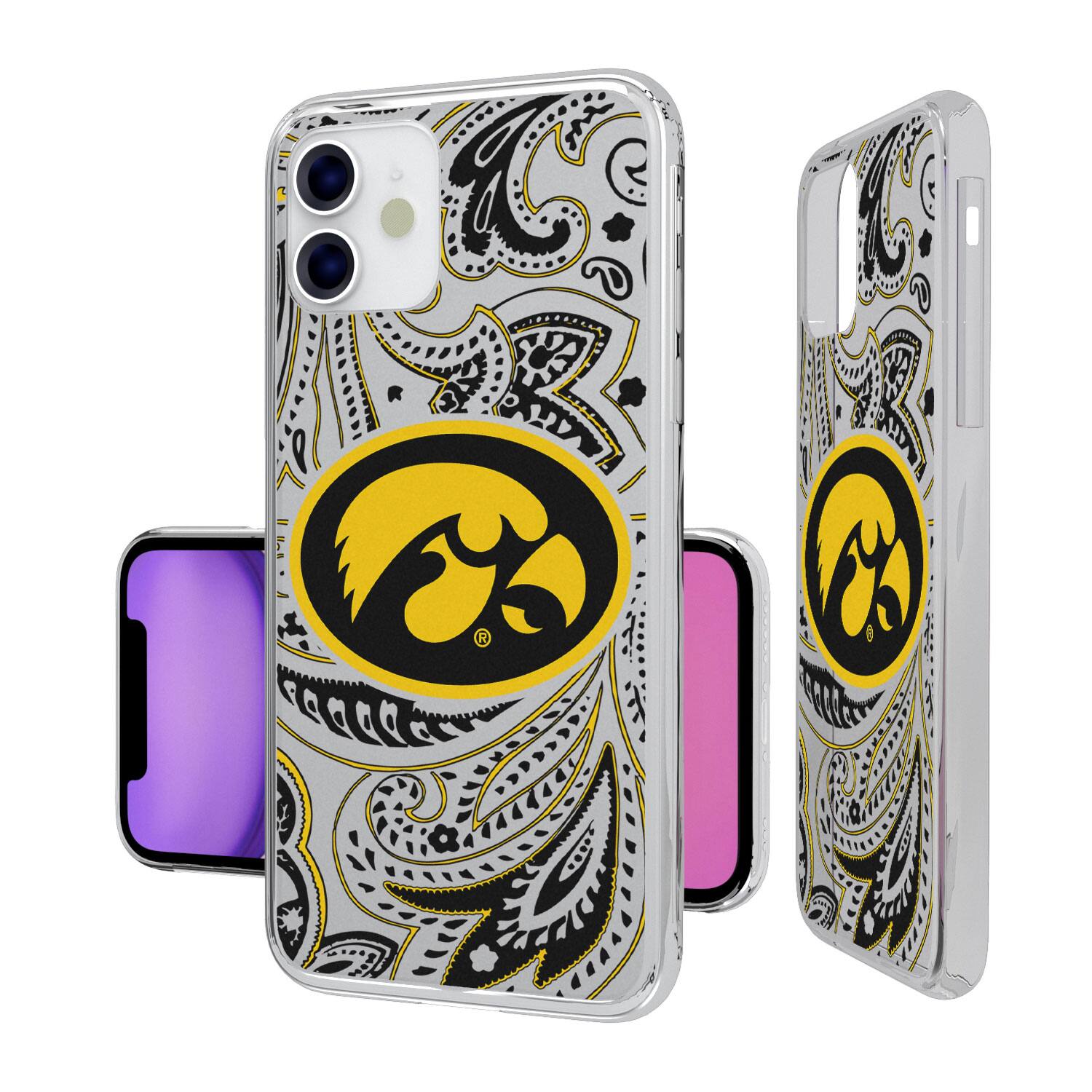 Alt View 1. Keyscaper - Iowa Hawkeyes iPhone Paisley Design Clear Case - 16 Pro Max - Multicolor.