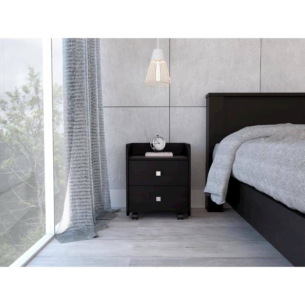 Alt View 3. TuHome - Aura Nightstand Black MDF - Black.