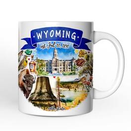 OrnamentallyYou - Artistic Wyoming State Themes and Landmarks Mug - White