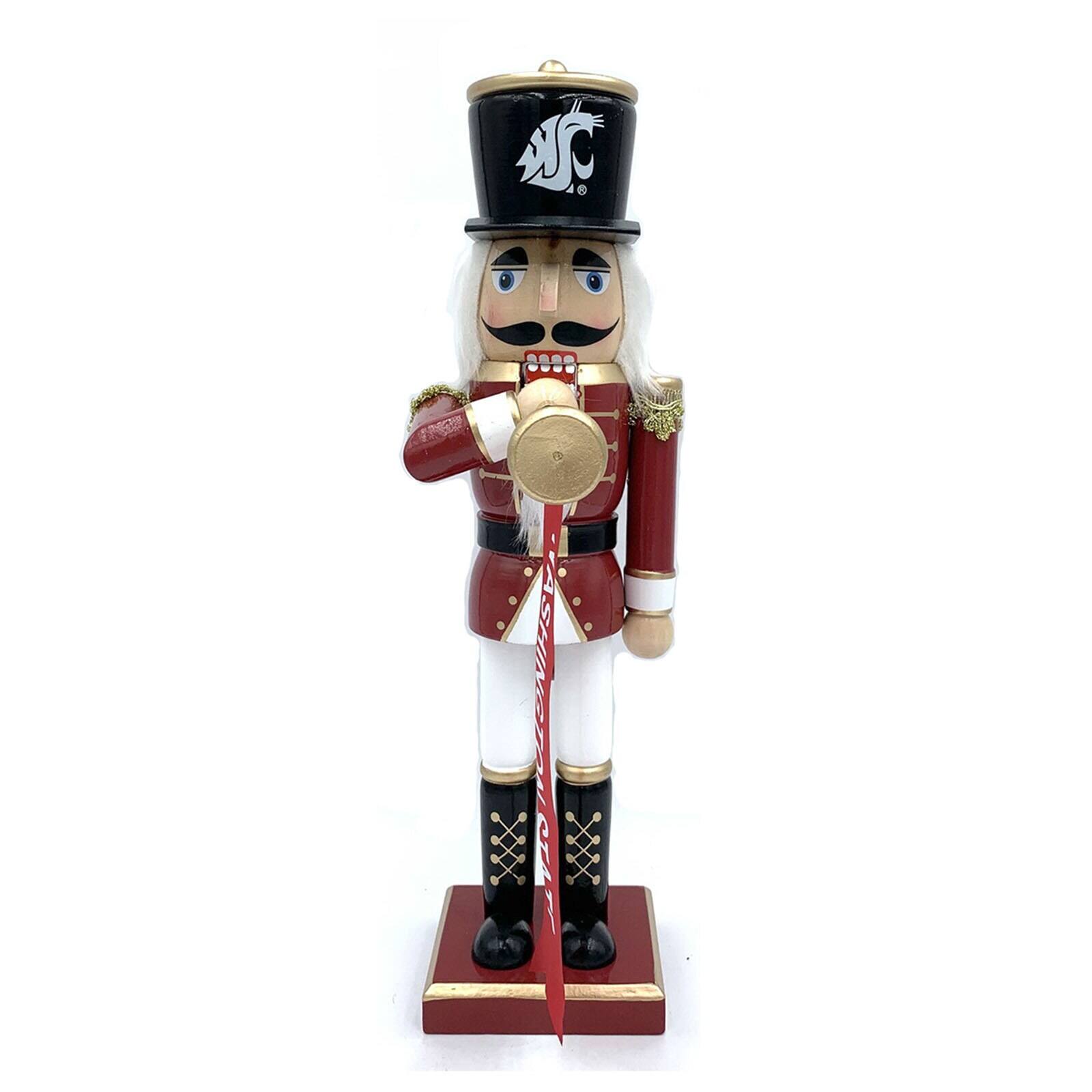 Front. Santa's Workshop - Washington State Cougars 14" Bugler Nutcracker - Red.
