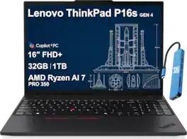 Lenovo - ThinkPad P16s Gen 4 16" FHD+ Mobile Workstation - Copilot+ PC - Ryzen AI 7 PRO 350 - 32GB RAM - 1TB SSD - Win11Pro - Black