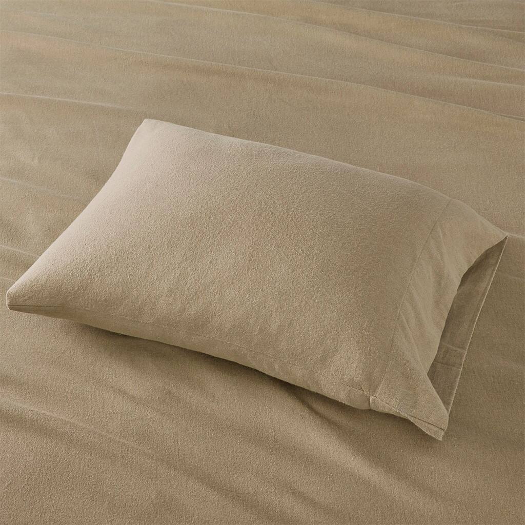 Alt View 2. Gracie Mills - Gracie Mills Persephone Cotton Flannel Sheet Set - Tan Solid.