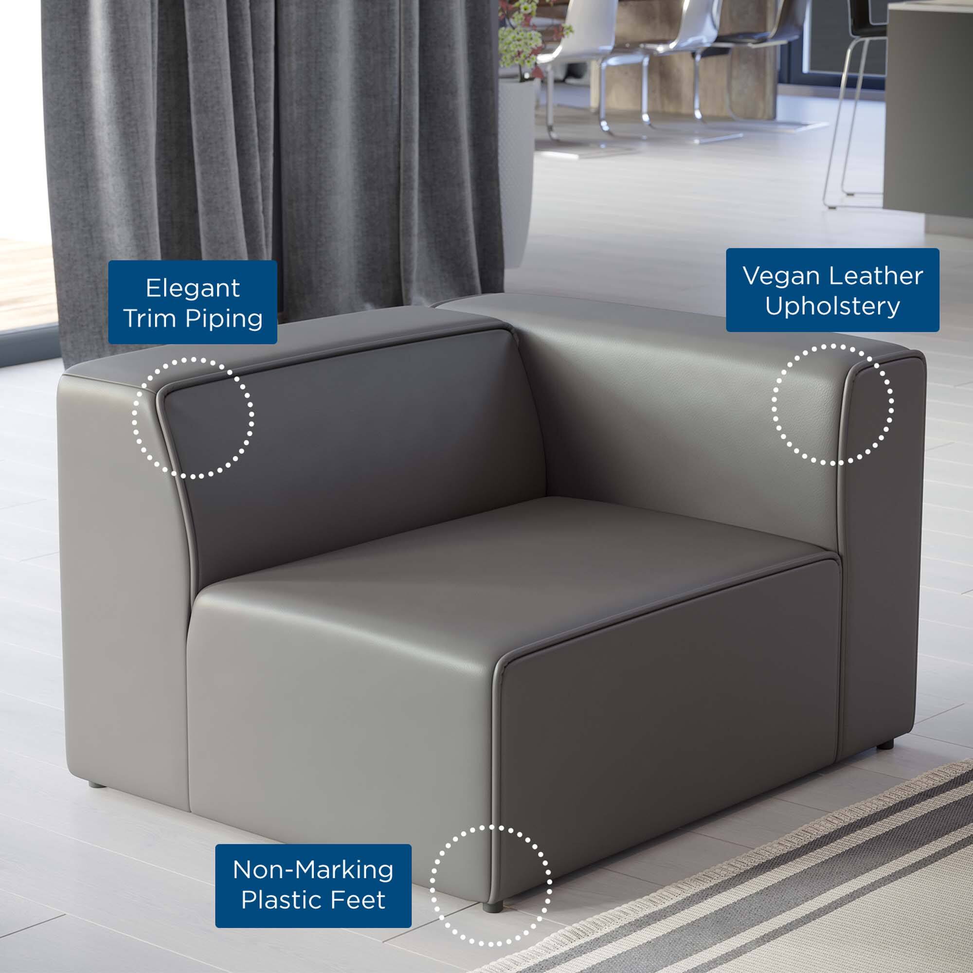 Elegant Trim Piping  
Vegan Leather Upholstery  
Non-Marking Plastic Feet