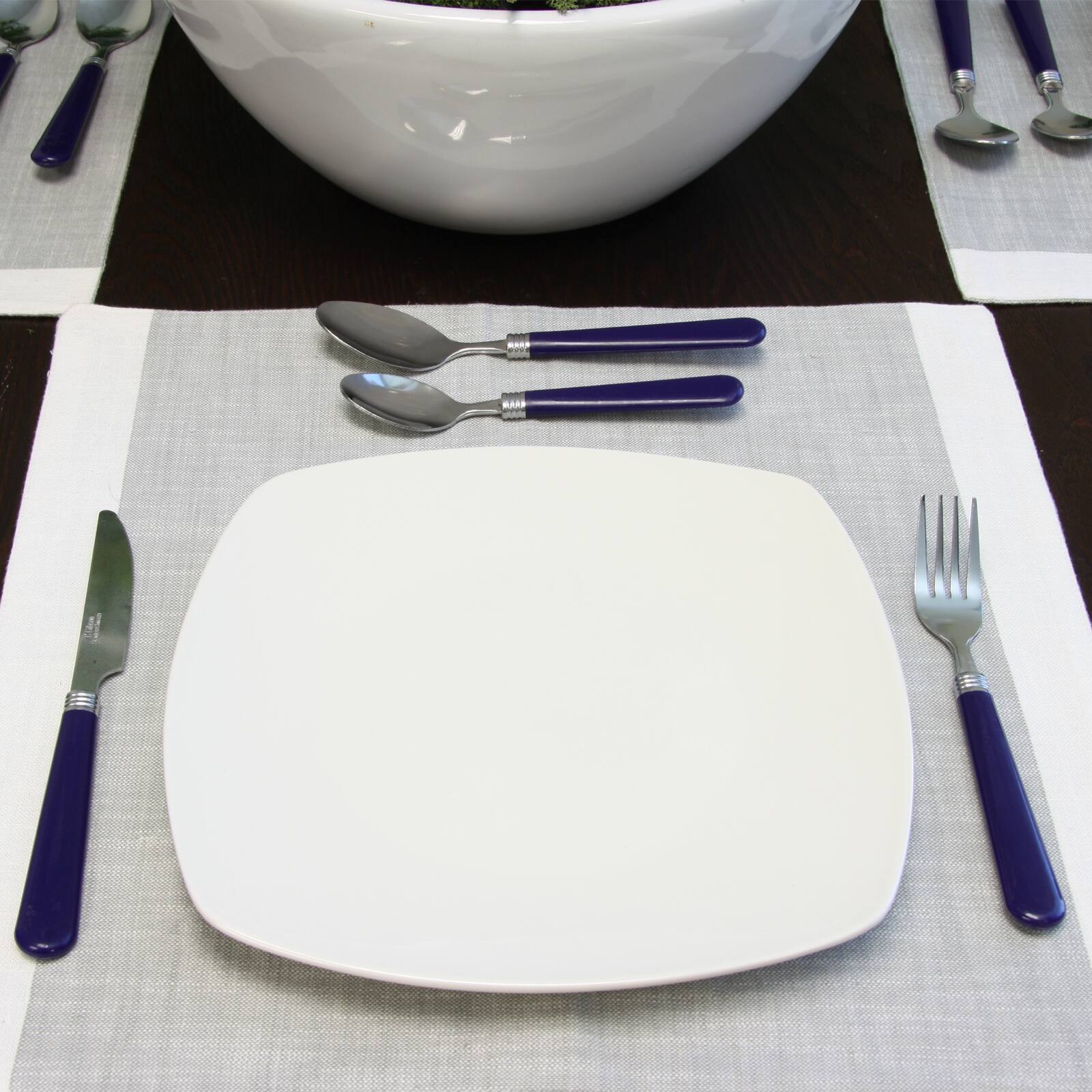 Alt View 2. Gibson - Gibson Sensations II 16 Piece Stainless Steel Flatware Set with Cobalt Handles and Chrome Caddy - Silver.