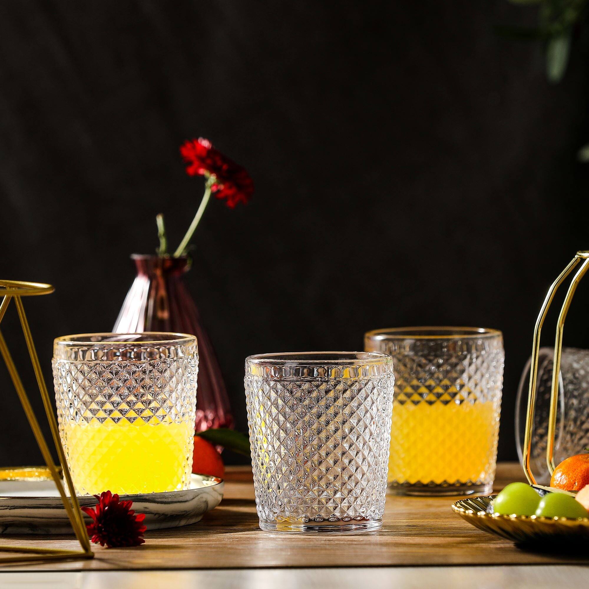 Alt View 1. BreeBe - Chroma Clear Vintage Beverage Drinking Glass (9.5 oz. set of 6) - Clear.