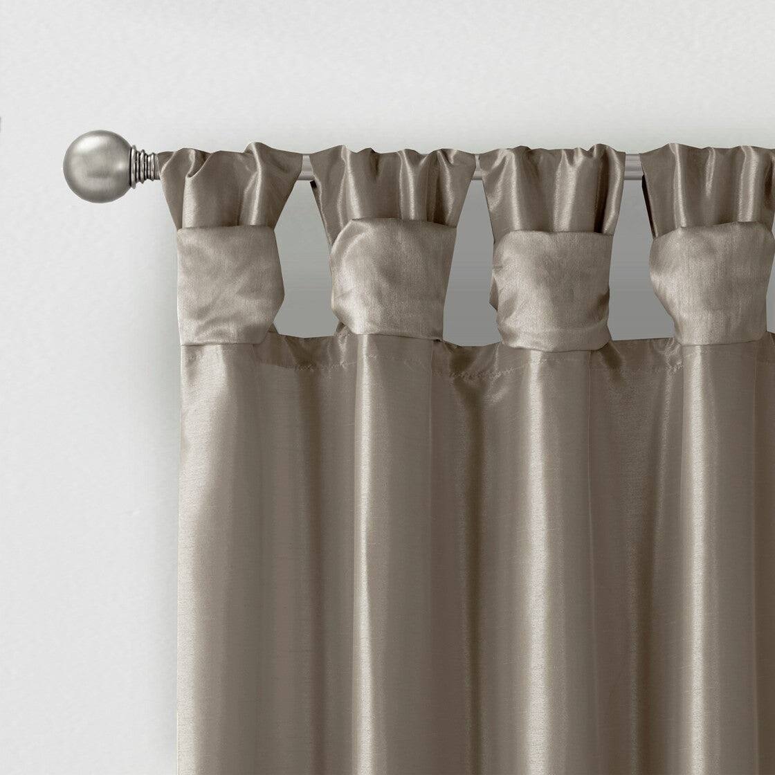 Alt View 4. BreeBe - Twist Tab Lined Window Curtain Panel Pewter 50x108' - Pewter.