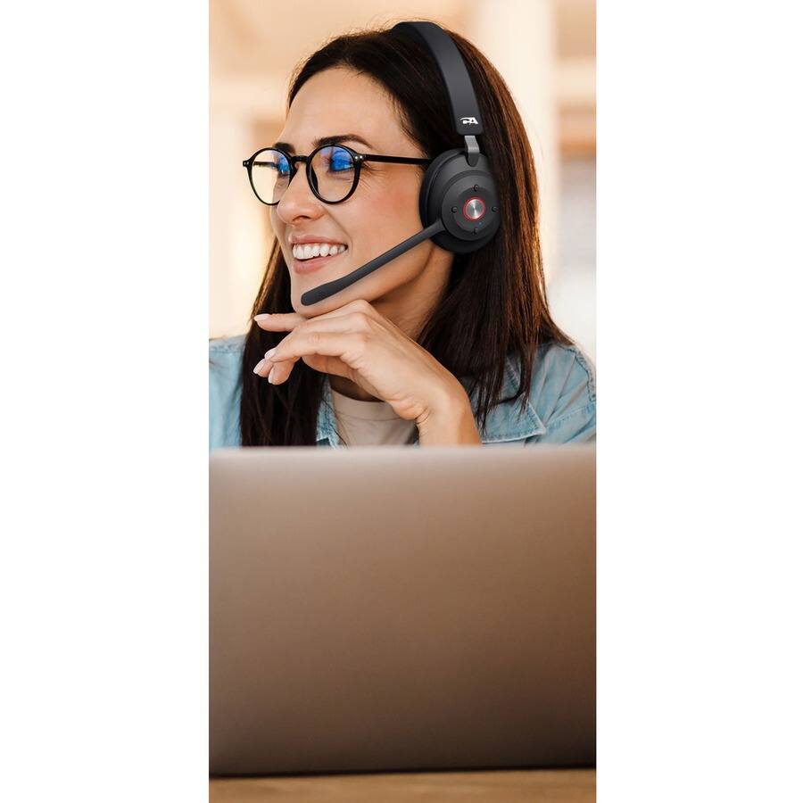 Alt View 4. Cyber Acoustics - Cyber Acoustics Essential Wireless Headset - Stereo - USB Type A - Wireless - Bluetooth - 100 ft - 32 Ohm - 20 Hz to 20 - Black.