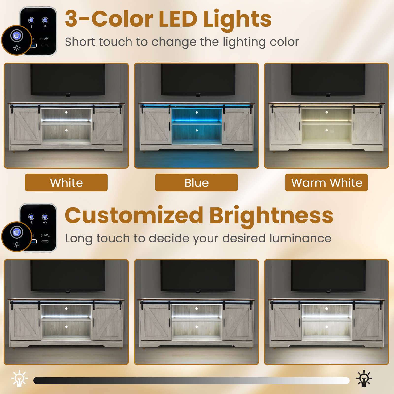 1. 3-Color LED Lights: Customized Brightness with a Short Touch to Change the Lighting Color. Choose between White, Blue, and Warm White.