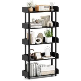 Costway - 1 PCS 5-Tier Bookshelf, Open Bookcase with Anti-Tipping Kit, Storage Unit for Living Room - Black