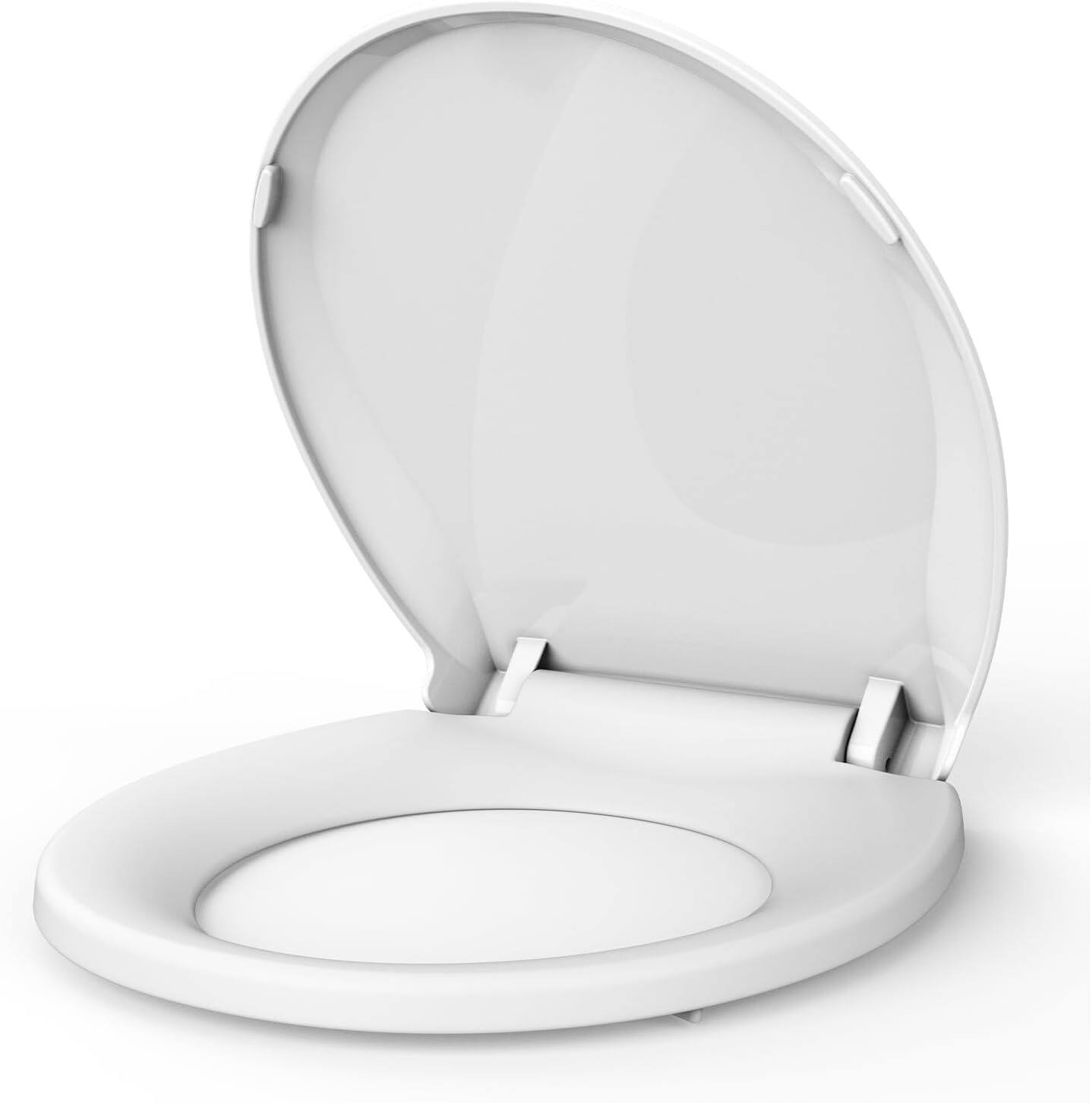 Alt View 1. Jojoka - Space Saving 17 Inch White Round Toilet Seat PP Combo Soft Close Quick Install - White.