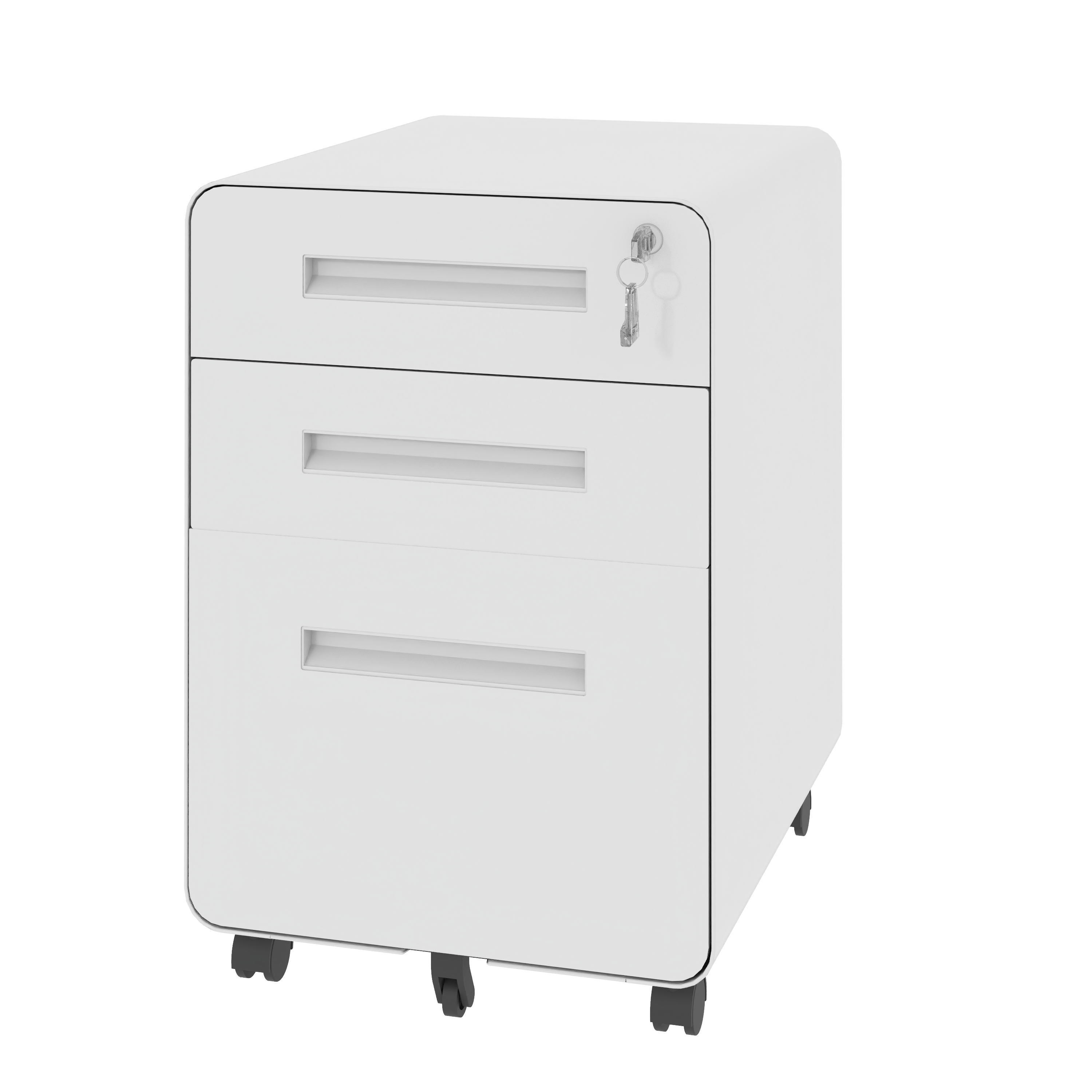 Dexmalle - Dexmalle-3-Drawer Wide Mobile File Cabinet with Lock-White