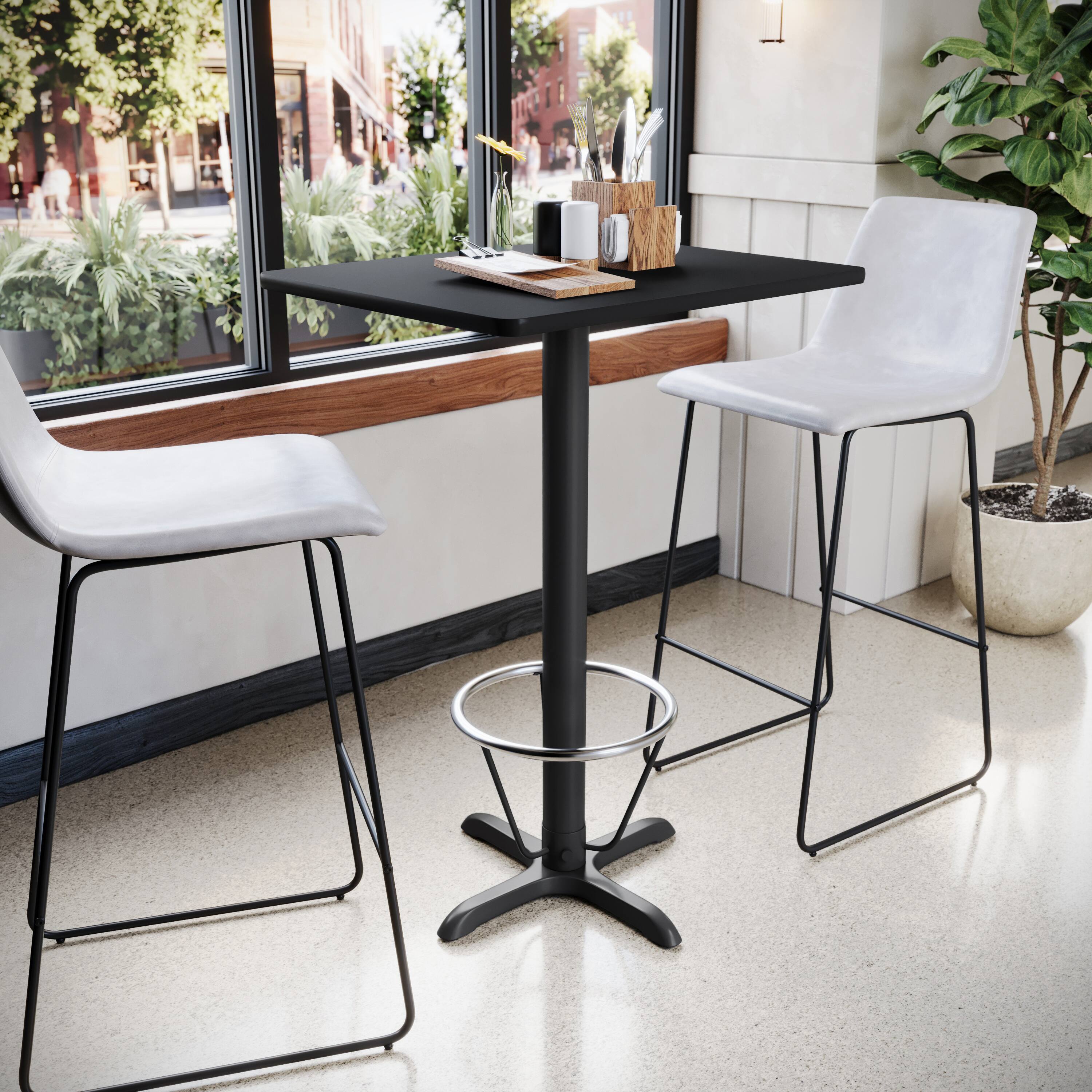 Alt View 1. Emma + Oliver - 24"x30" Rectangular Laminate Bar Table with 22"x22" Foot Ring Base - Black.
