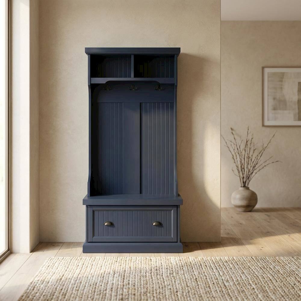 Alt View 5. FurniFact - Hall Tree with Practical Storage and Charming Design - Navy.