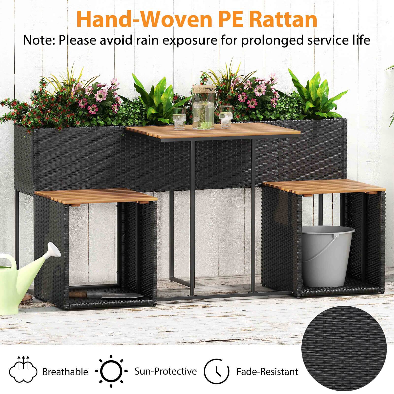 Hand-Woven PE Rattan Note: Please avoid rain exposure for prolonged service life Breathable Sun-Protective Fade-Resistant