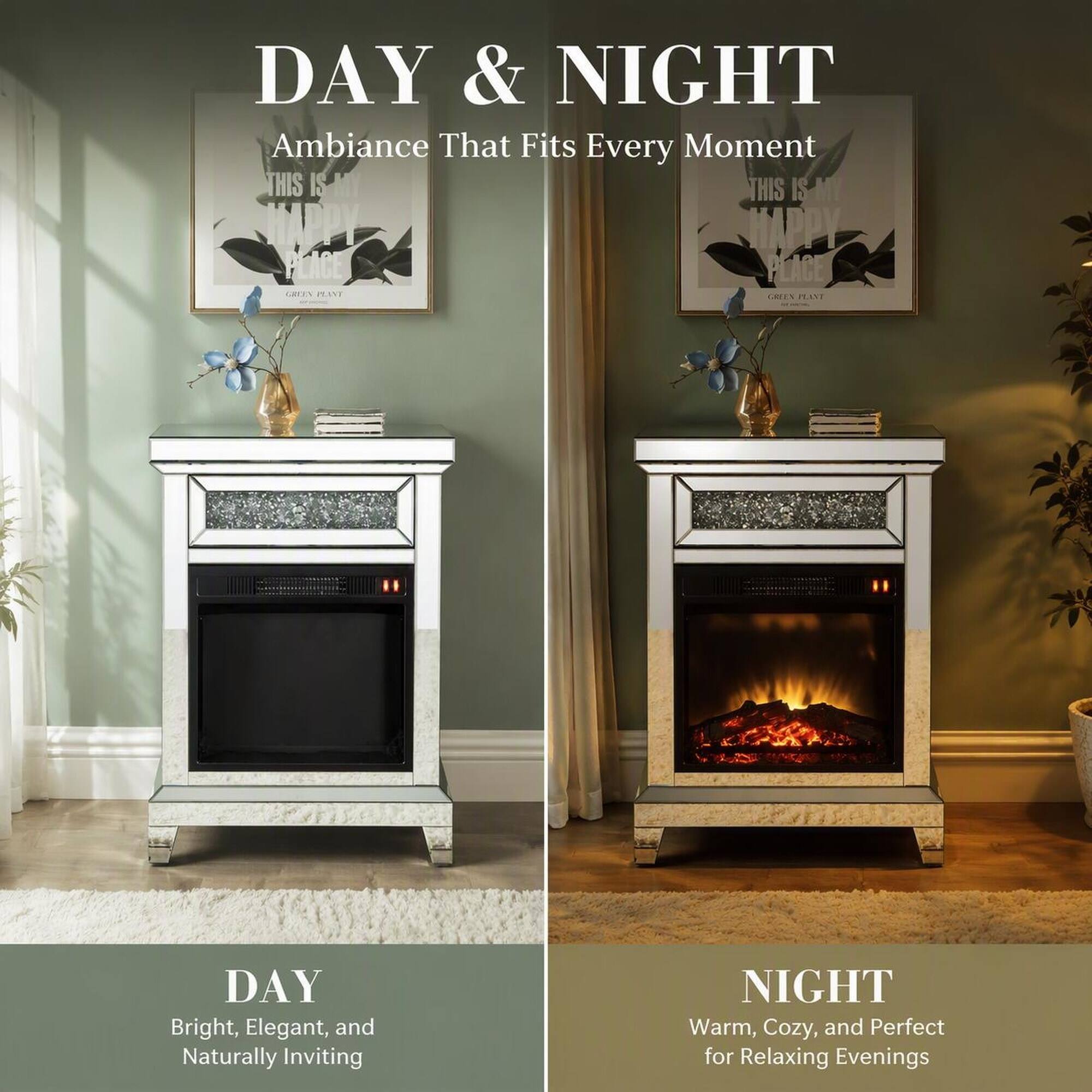 DAY & NIGHT  
Ambiance That Fits Every Moment  

THIS IS MY HAPPY PLACE  
GREEN PLANT  

DAY  
Bright, Elegant, and Naturally Inviting  

NIGHT  
Warm, Cozy, and Perfect for Relaxing Evenings