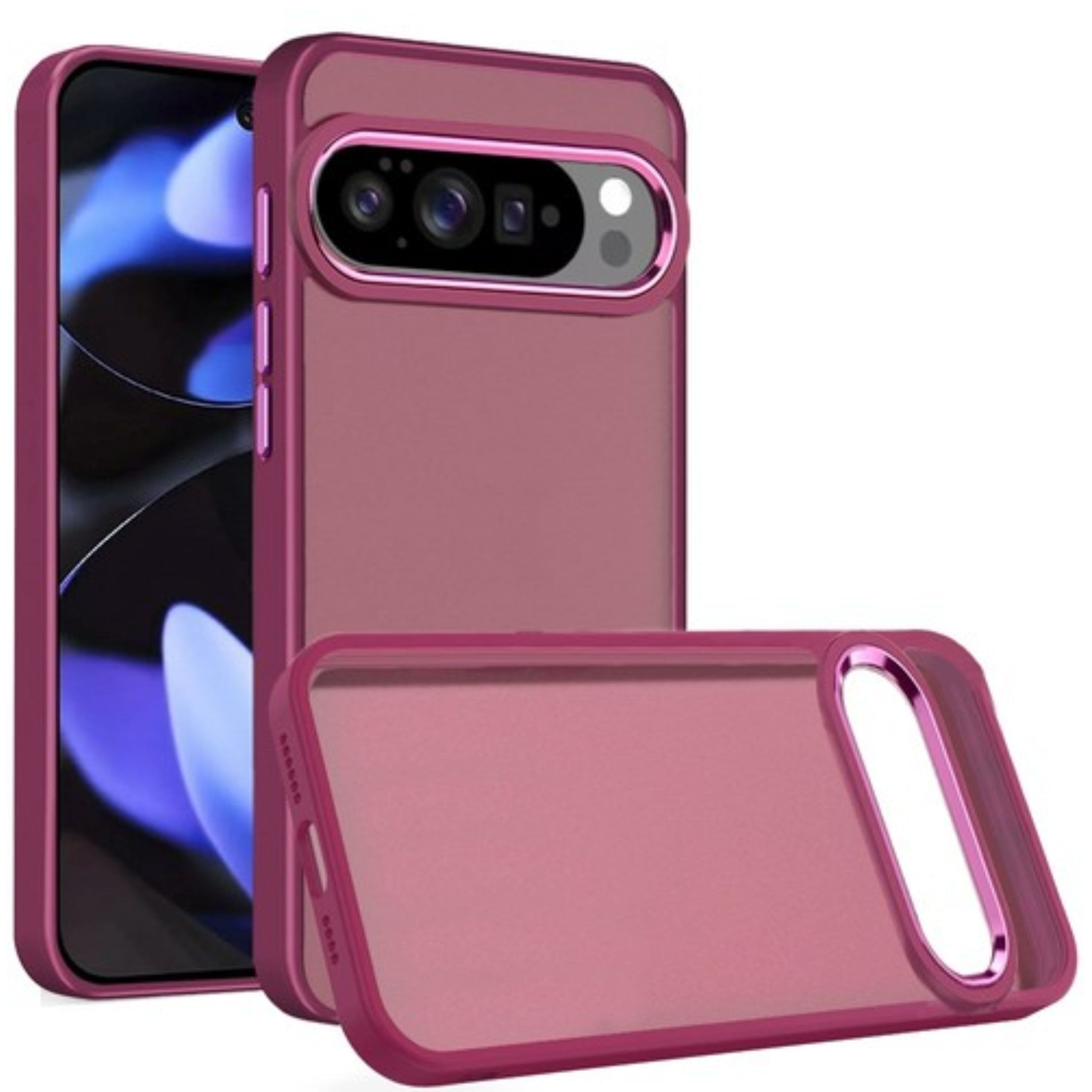 Kitcheniva - Slim Clear Hybrid Case With Metallic Buttons And Tempered Glass For Google Pixel 10/Pixel 10 Pro - Burgundy price history on PriceWatchPro