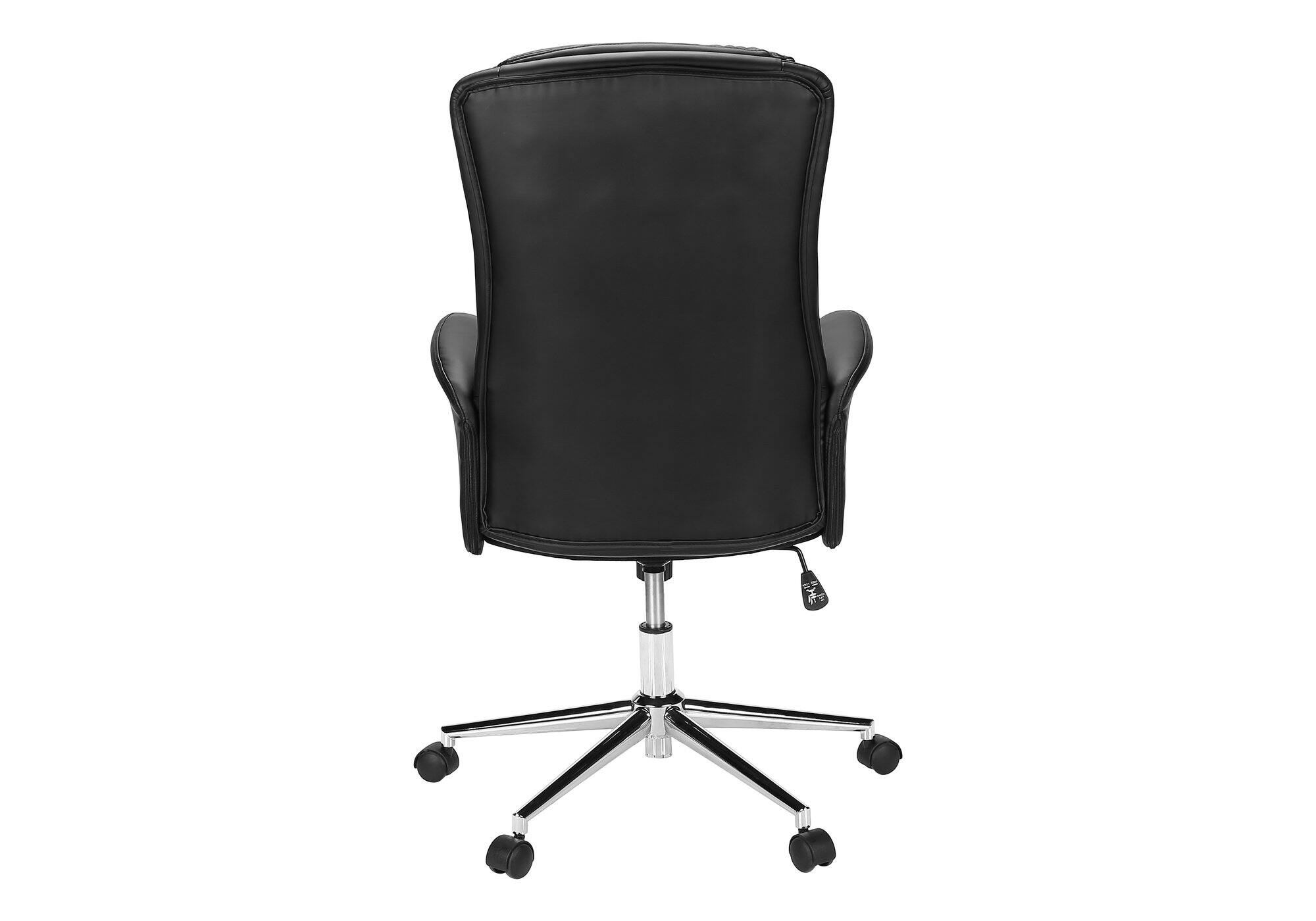 Back. Forest'nSky - Ergonomic Office Chair with Adjustable Height, Armrests & 360° Swivel - Modern Black Leather Look & Chrome Metal Base - Black.