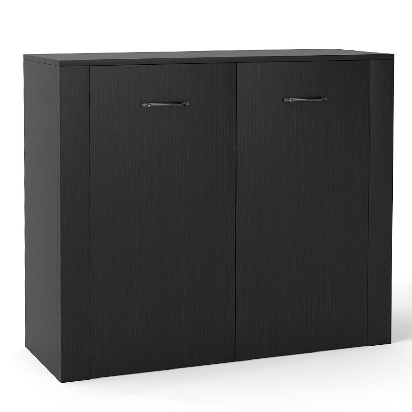 Alt View 8. Gymax - Gymax Floor Storage Cabinet Buffet Sideboard w/ Double Doors Wooden Coffee Bar Station Black - Black.