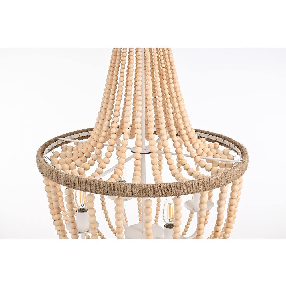 Alt View 2. Living District - Jolie 20 Inch Beaded Pendant In Beige - Beige.
