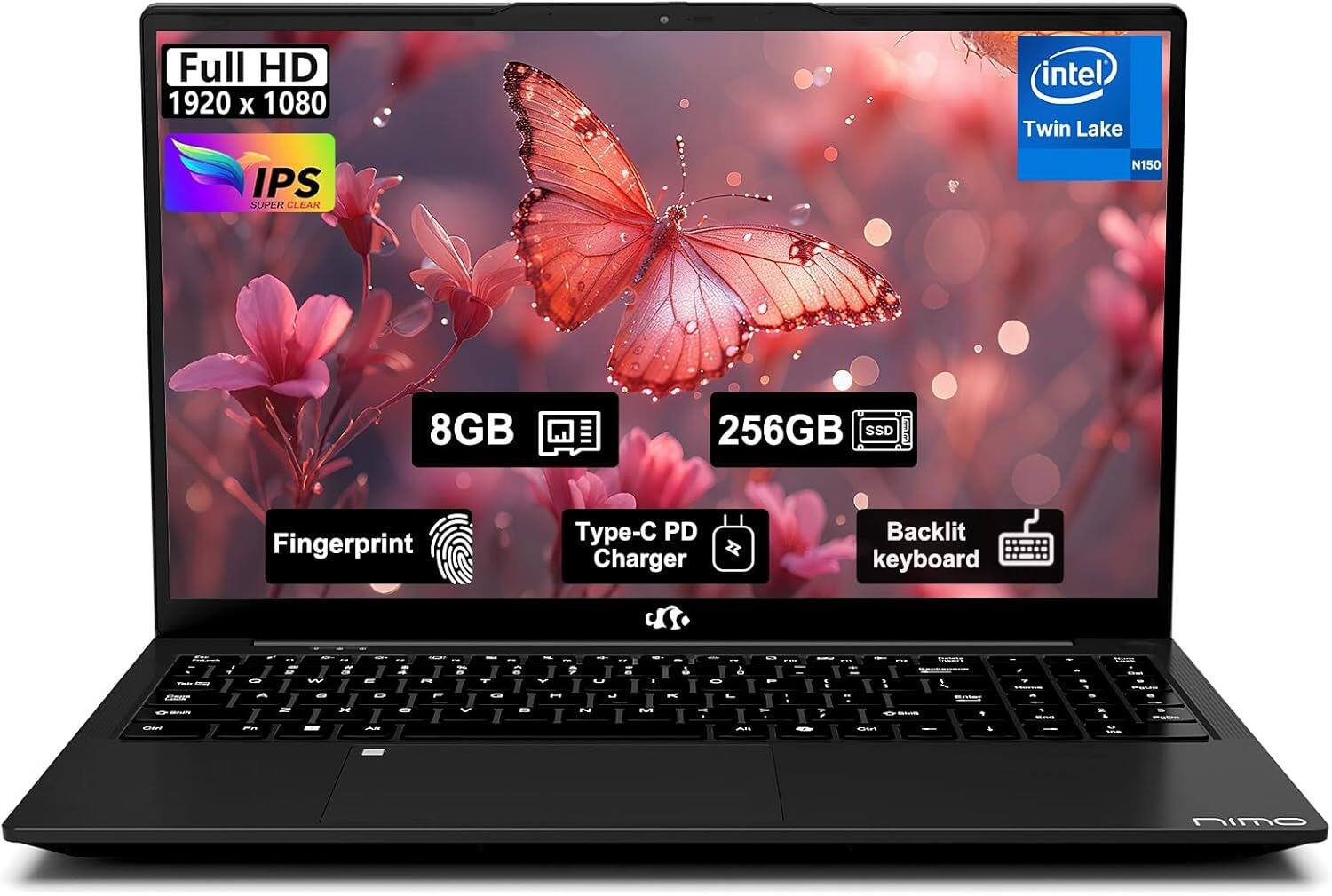 "NIMO - 15.6"" FHD IPS Student Laptop 8GB RAM 256GB SSD, 4 Cores 13th Gen Intel N150 3.6GHz Fingerprint Wi-Fi 6 - Black" price history on PriceWatchPro