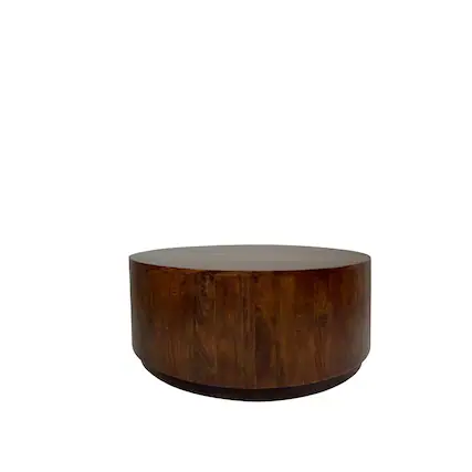 Front. Carolina Chair & Table - Krissa 30" Round Mango Wood Coffee Table - Chestnut - Red.