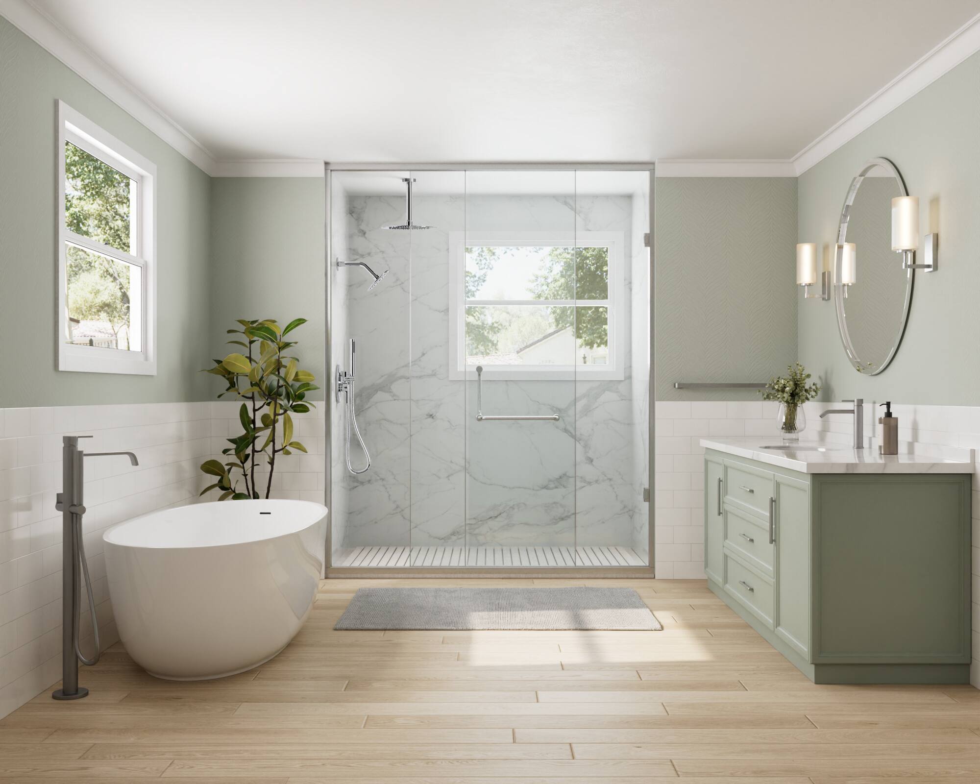 Alt View 8. GRANDJOY - Dual Shower Head System with 10" Rainfall Head, Handheld Sprayer and Adjustable Slide Bar - Polished Chrome.