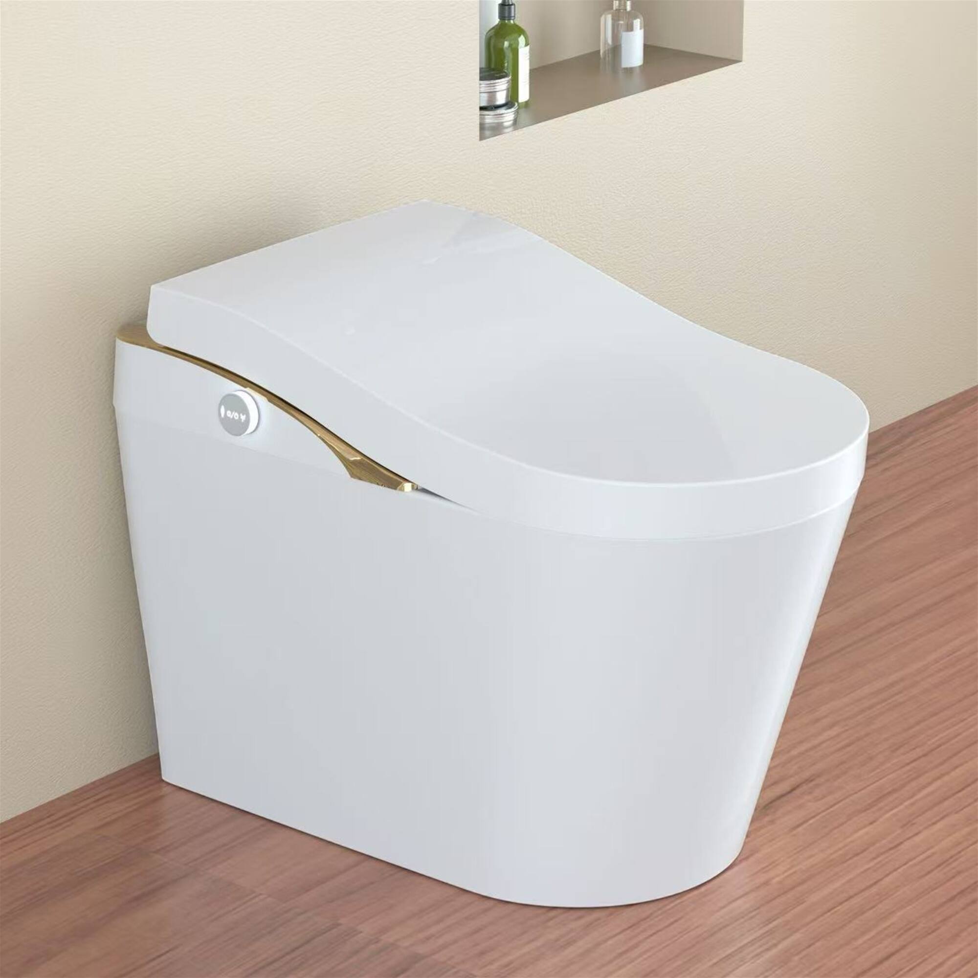 Front. ELEMENT ACE - Advanced Smart Toilet with Bidet Functionality, Auto Flush, Heated Seat, Warm Water Cleaning, and Foam Shield Technology - White.