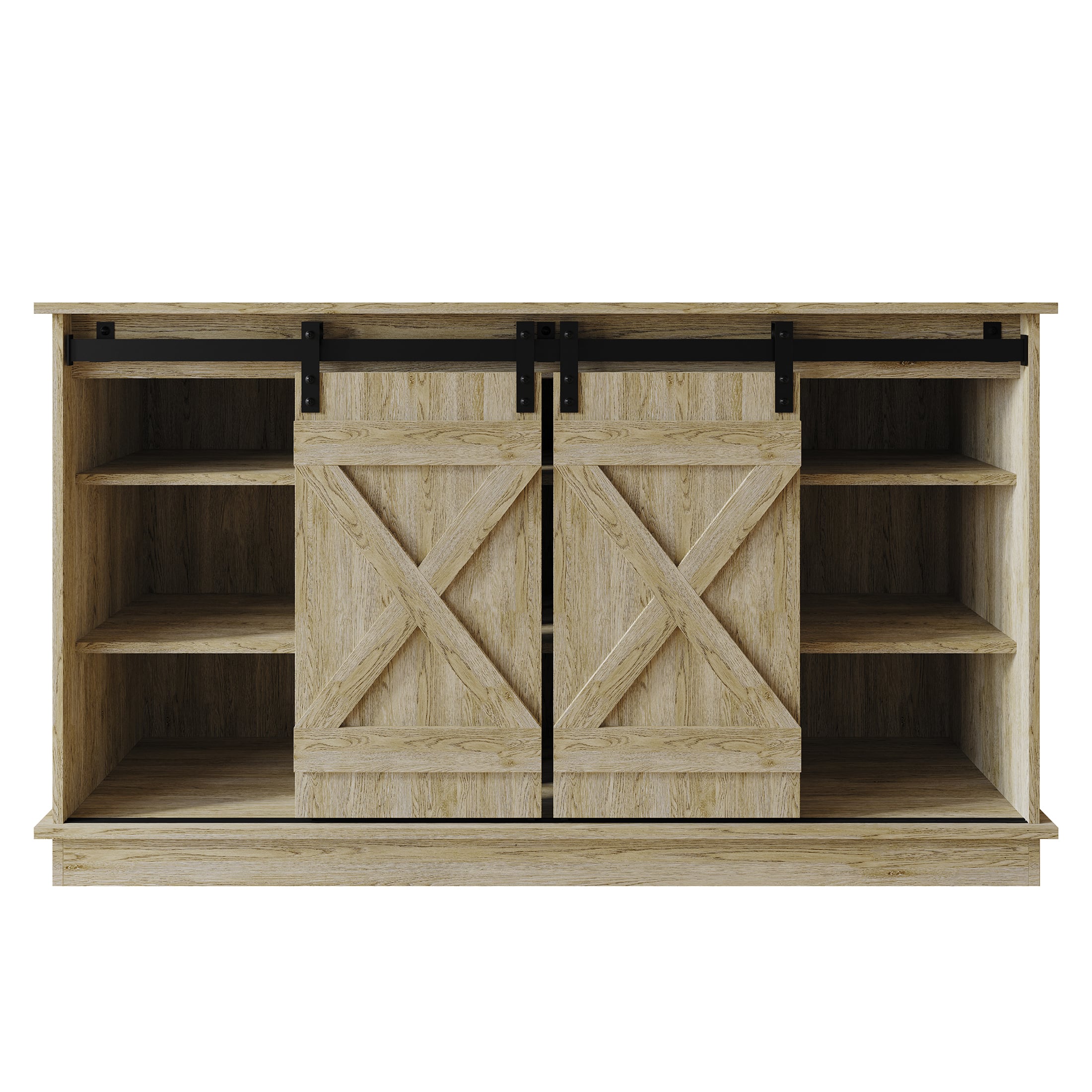 Alt View 3. ChaletPosh - Vintage-Inspired TV Stand Console with Sliding Barn Doors, Sanremo Light Oak - Light Oak.
