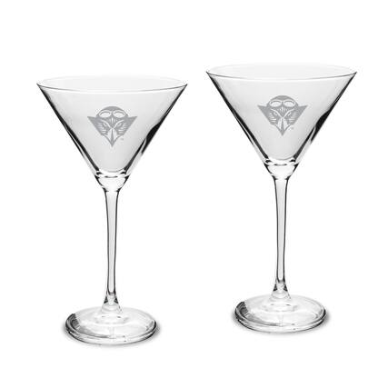 Front. Jardine - Tennessee-Martin Skyhawks Two-Piece Traditional 10oz. Martini Glass Set - Multicolor.