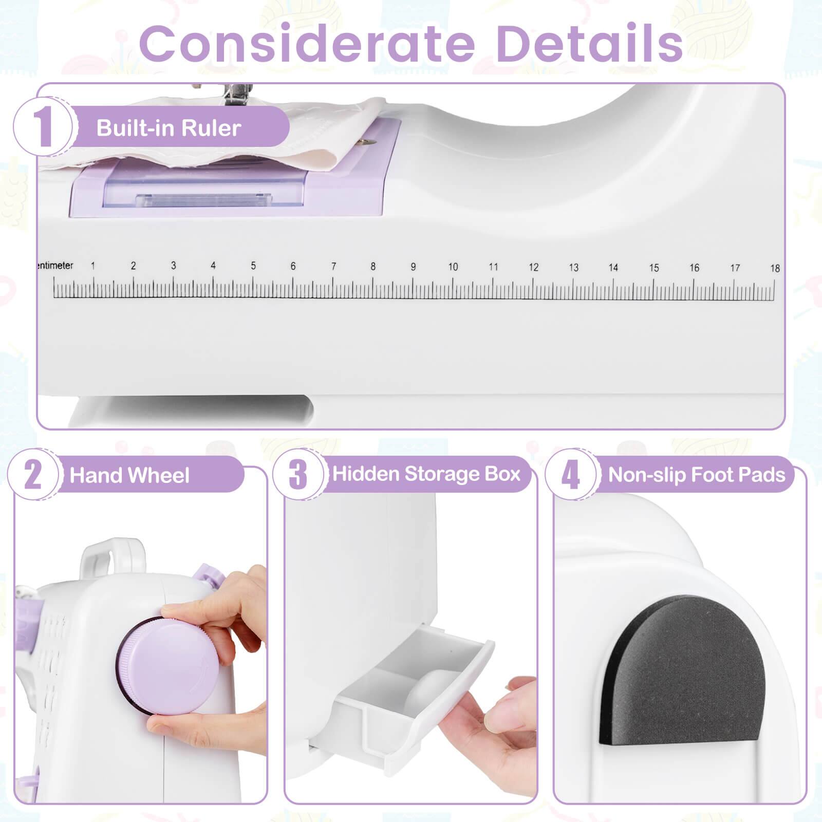 Considerate Details

1. Built-in Ruler
2. Hand Wheel
3. Hidden Storage Box
4. Non-slip Foot Pads